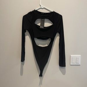 NWT Black Bodysuit with Cut Outs